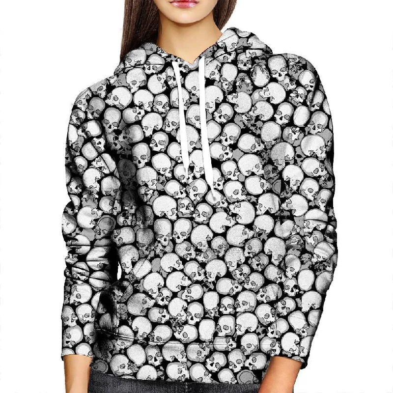 Skull Pattern Womens Hoodie Hoodie with Mock Neck Collared Structured
