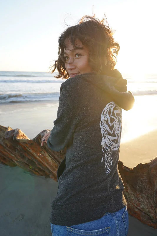 'Soul Force Shield' Zip Up Hoodie Hoodie - Heather Black Hoodie with Illustration Artistic Creative 'Soul Force Shield' Zip Up Hoodie Hoodie - Heather Black Hoodie with Illustration Artistic Creative
