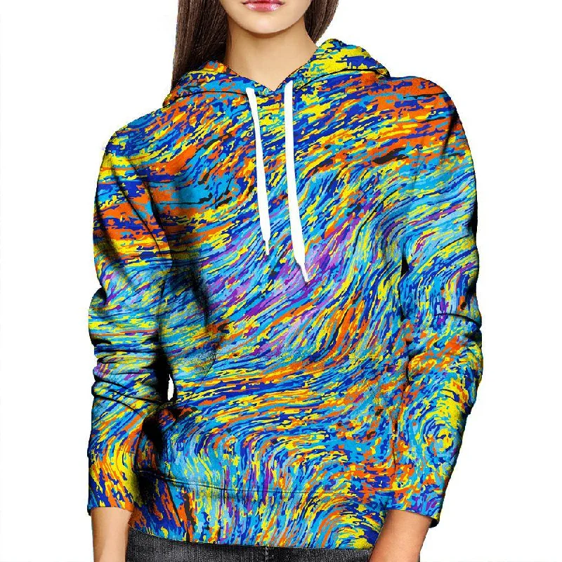 Starry Flow Womens Hoodie Hoodie with Illustration Artistic Creative