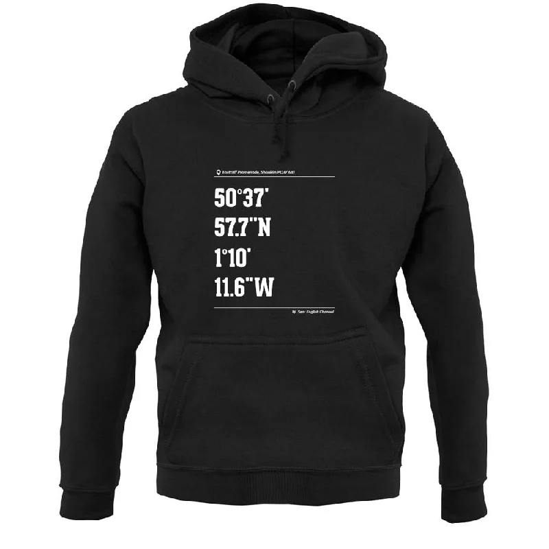 Surfing Coordinates Shanklin Unisex Hoodie Hoodie with Hidden Zipper Minimalist Clean Surfing Coordinates Shanklin Unisex Hoodie Hoodie with Hidden Zipper Minimalist Clean