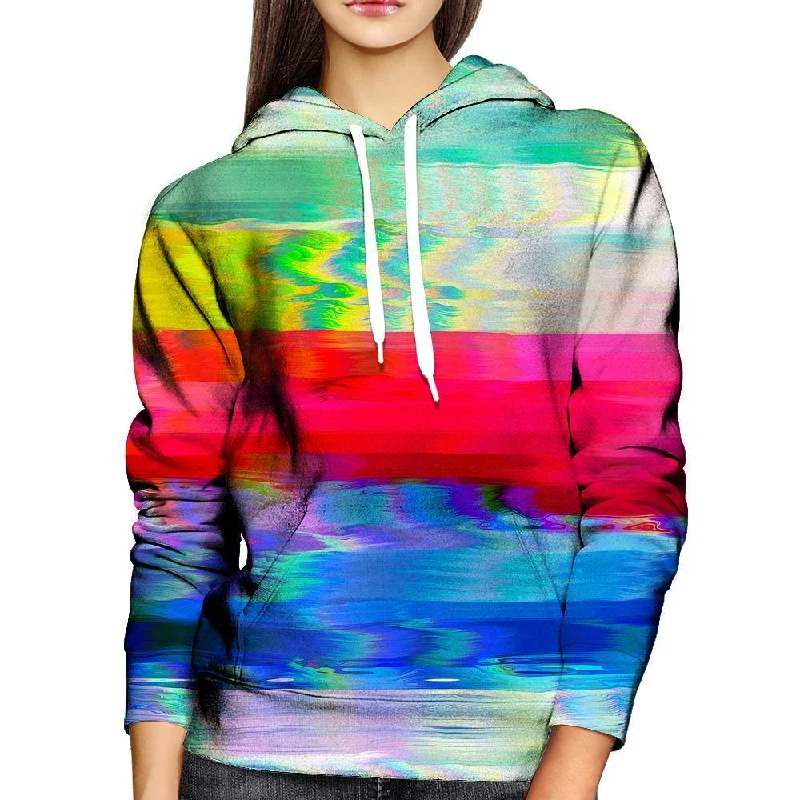 Thick Lines Womens Hoodie Hoodie with Hem Frayed Vintage Worn