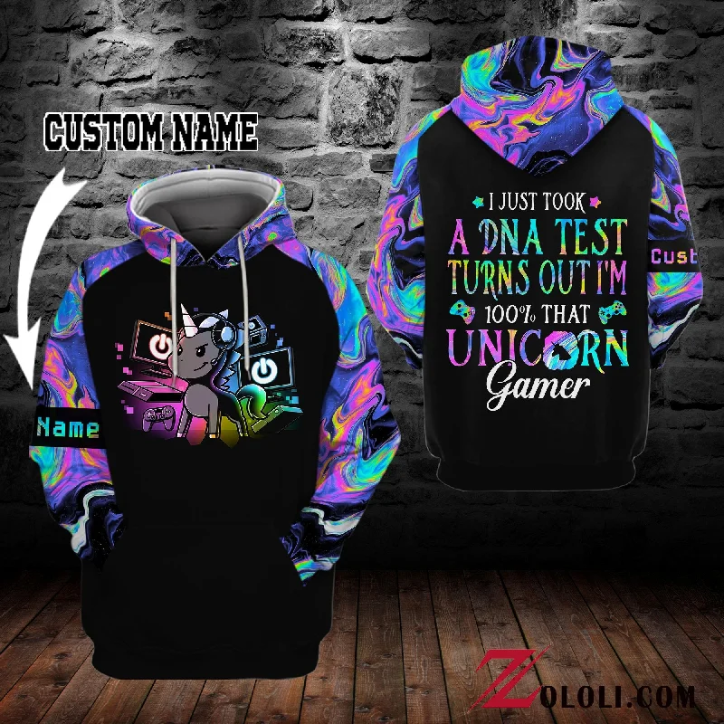 Unicorn Gamer I Just Took A DNA Test Hoodie 3D custom TXX Oversized Hoodie Comfort Casual Unicorn Gamer I Just Took A DNA Test Hoodie 3D custom TXX Oversized Hoodie Comfort Casual