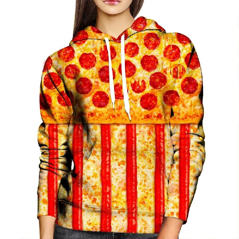 United States Pizza Womens Hoodie Hoodie with Back Slit Movement Comfort