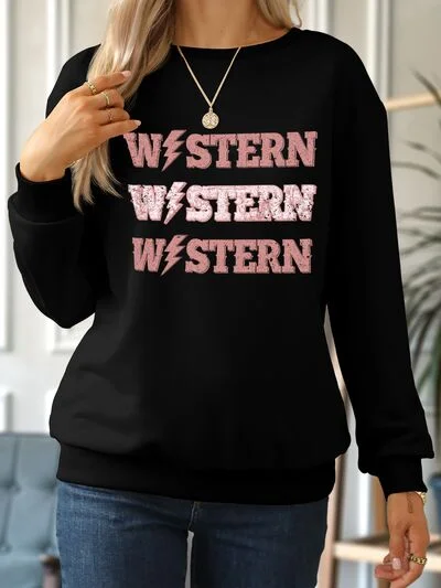 WESTERN Ladies Sweatshirt Hoodie with Monochrome Minimalist Simple