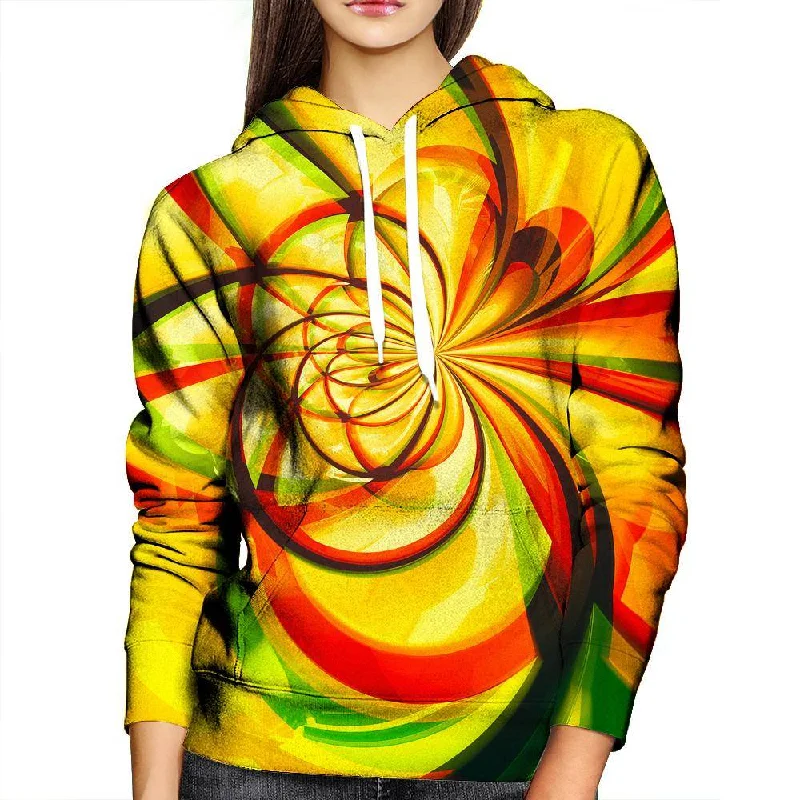 Yellow Flower Womens Hoodie Hoodie with Bell Sleeves Flared Feminine