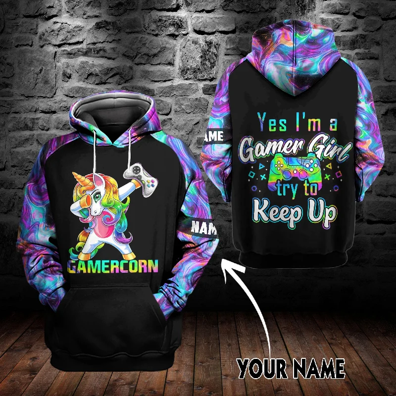 Yes I'm a gamer girl try to keep up hoodie 3D Custom TTM Hoodie with Strings Custom Fit Adjustable Yes I'm a gamer girl try to keep up hoodie 3D Custom TTM Hoodie with Strings Custom Fit Adjustable