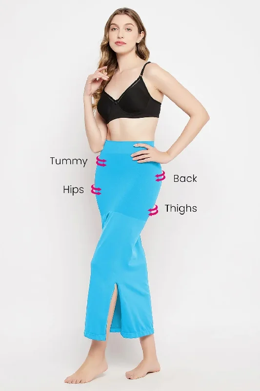 Clovia Saree Shapewear Petticoat with Side Slit in Light Blue