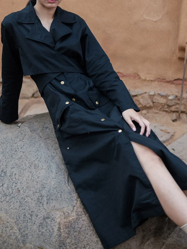 Copenhagen Trench Black Modern Long Trench Jacket