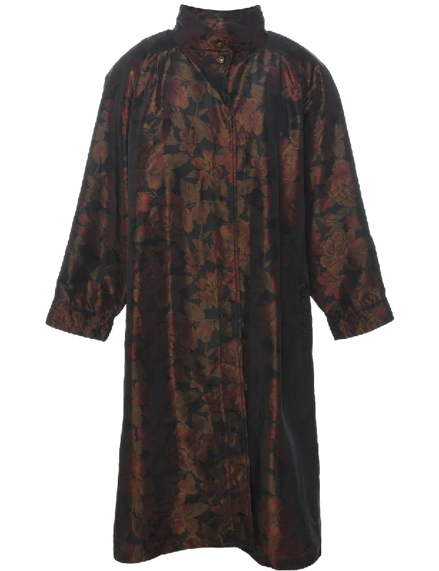 Floral Pattern Multi-Colour Trench Coat - L Classic Belted Cotton Trench