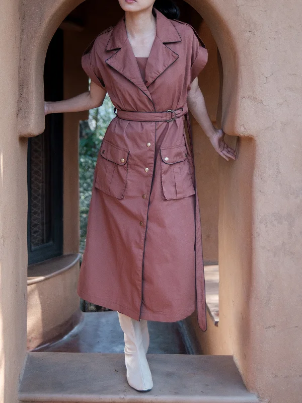 Harajuku Trench Copper Fashionable Wide-Leg Trench