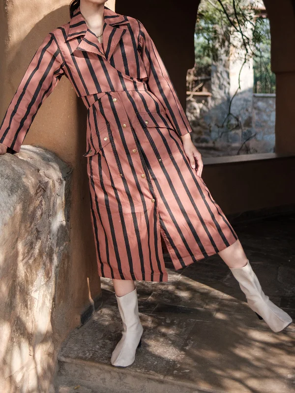 Stripes Copenhagen Trench Copper Elegant Black Wool Trench