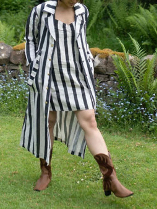 Stripes Summer Trench Coat Black Elegant Camel Trench Coat