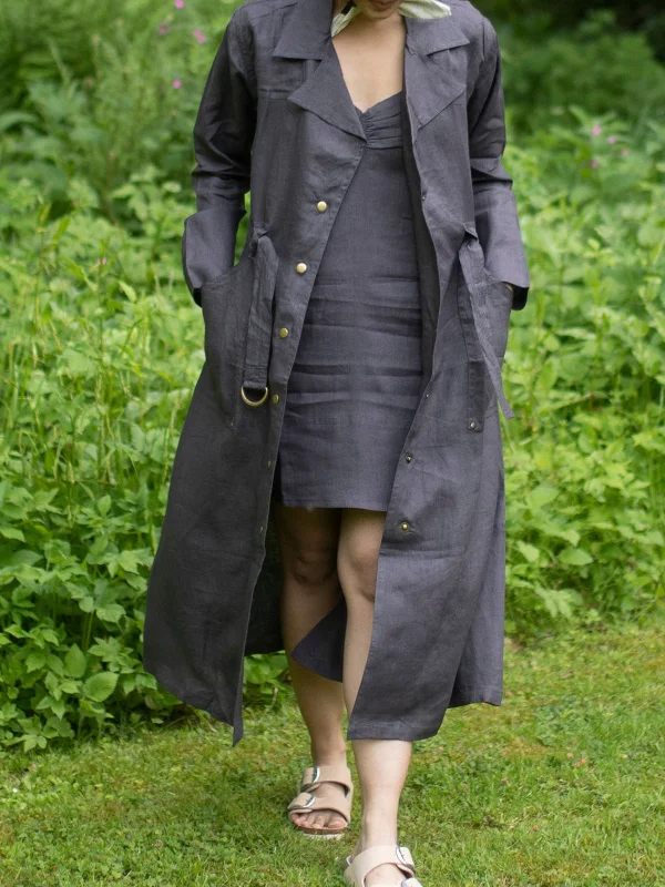 Summer Trench Coat Charcoal Chic Military Style Trench