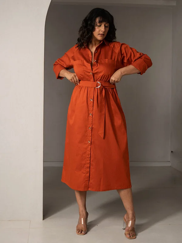 Terra Trench Dress Orange Fashionable Oversized Trench Coat