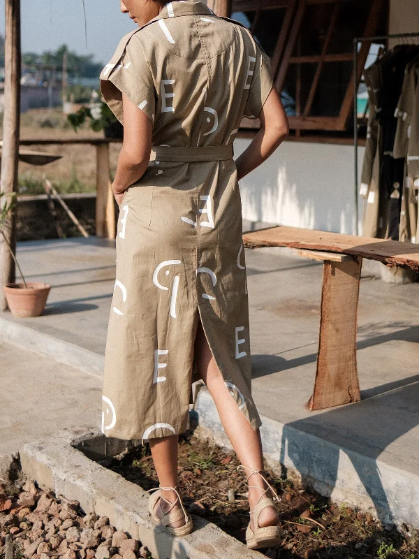 Triangle Printed Harajuku Trench Khaki Chic Lightweight Trench Coat