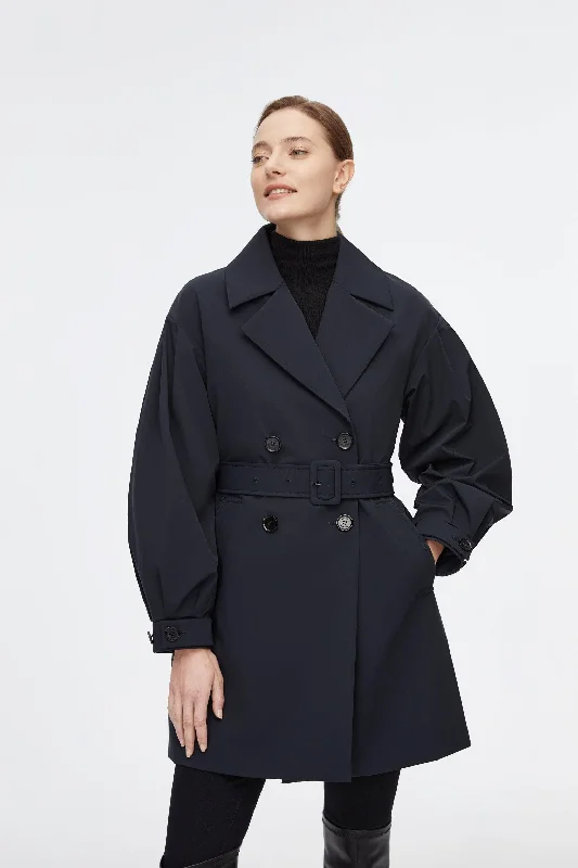 Dropped Shoulder Detachable Goose Down Trench Coat Classic Trench Coat Outerwear