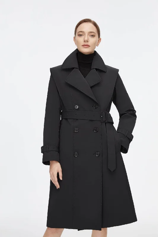 Full Length Detachable Goose Down Trench Coat Stylish Belted Trench Design