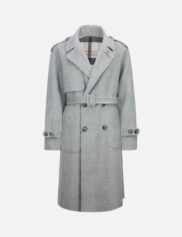 Reversible Wool Trench Coat Cozy Casual Trench Coat
