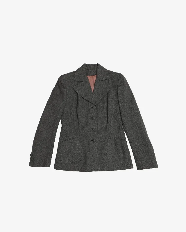 1970s grey wool tailored blazer - S Women's Lightweight Blazer