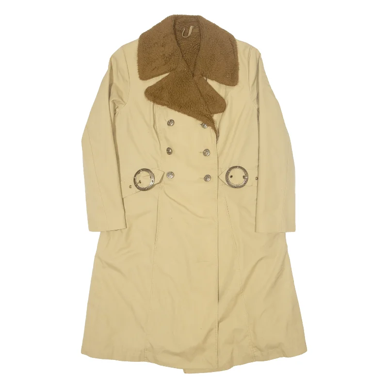 ADMIRAL Steiger Sherpa Lined Womens Trench Coat Beige 90s M Stylish Faux-Fur Trench Coat