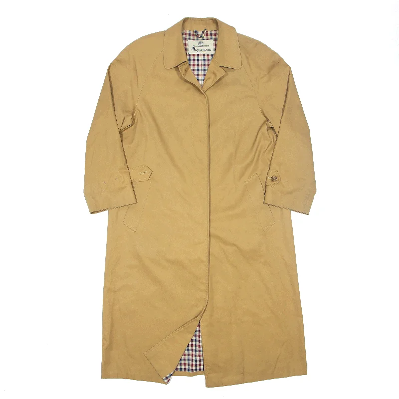 AQUASCUTUM Check Lined Trench Coat Beige Womens M Stylish Plaid Trench Design