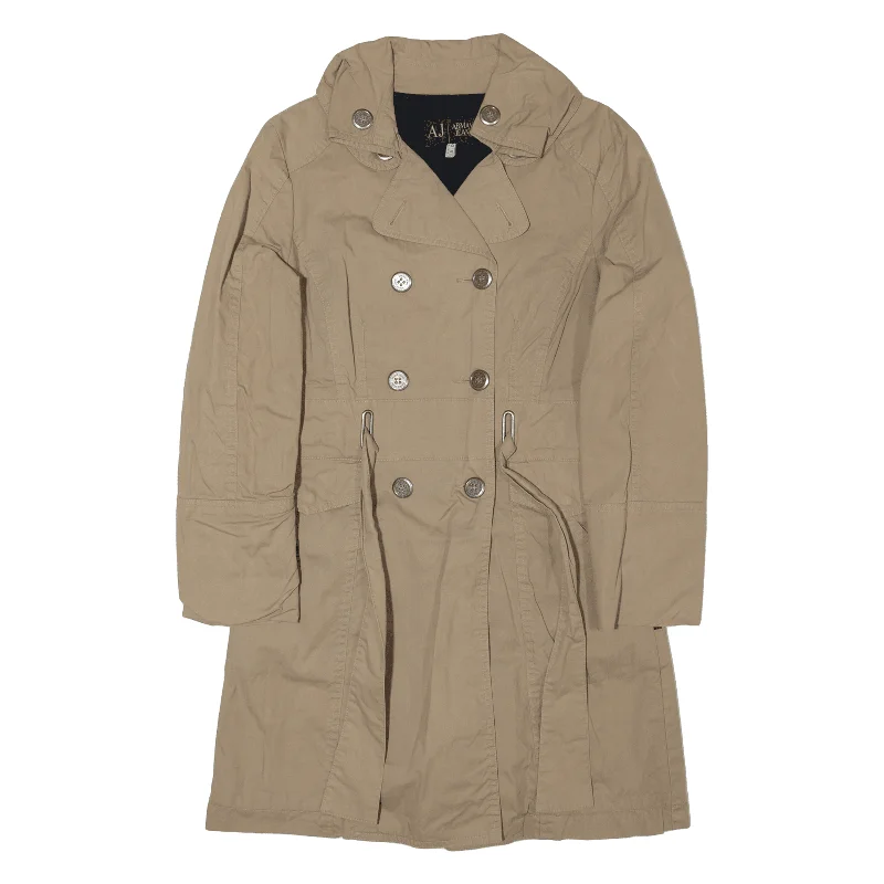 ARMANI Trench Coat Brown Womens UK 10 Classic Military Trench Coat