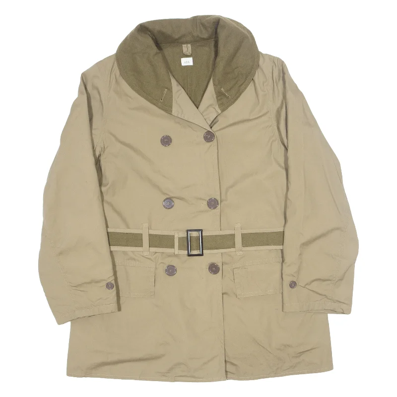 Blanket Lined Womens Trench Coat Brown L Trendy Wide-Collar Trench Coat