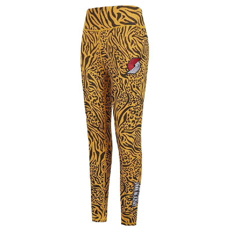 NBA PORTLAND TRAIL BLAZERS ANIMAL PRINT AOP WOMEN'S JERSEY LEGGING (NATURAL ANIMAL PRINT) Women's Simple Blazer
