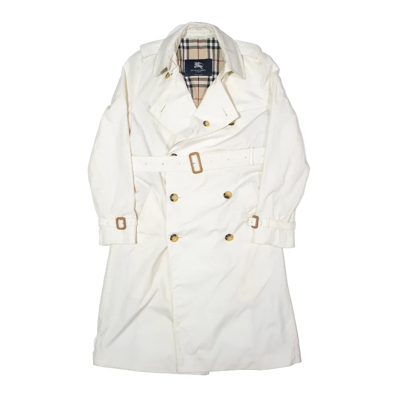 BURBERRY Cream Trench Coat S Fashionable Double-Breasted Wool Trench