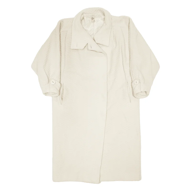 DEJAC Womens Trench Coat Cream Wool 90s L Comfortable Trench Coat Design