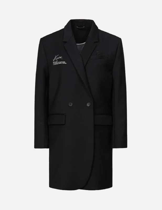 Embossed Logo Long Blazer Women's Pencil Blazer