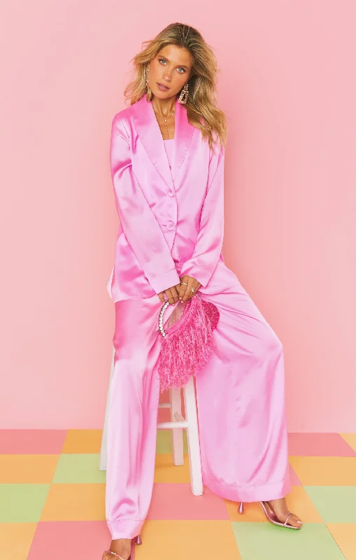 Felix Blazer ~ Pink Luxe Satin Women's Fashion Blazer