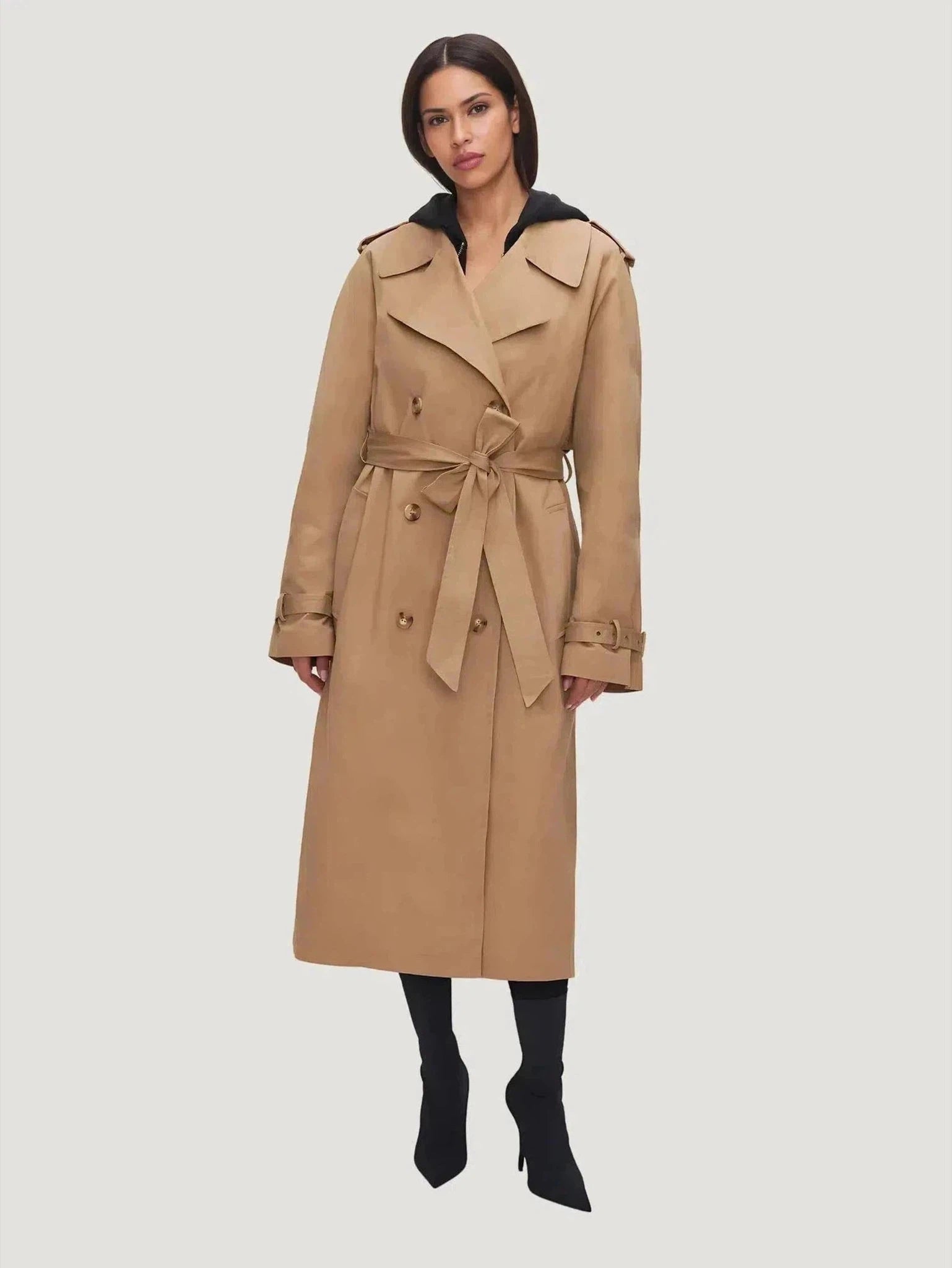 GOOD AMERICAN Chino Trench Coat Trendy Cotton Trench Coat