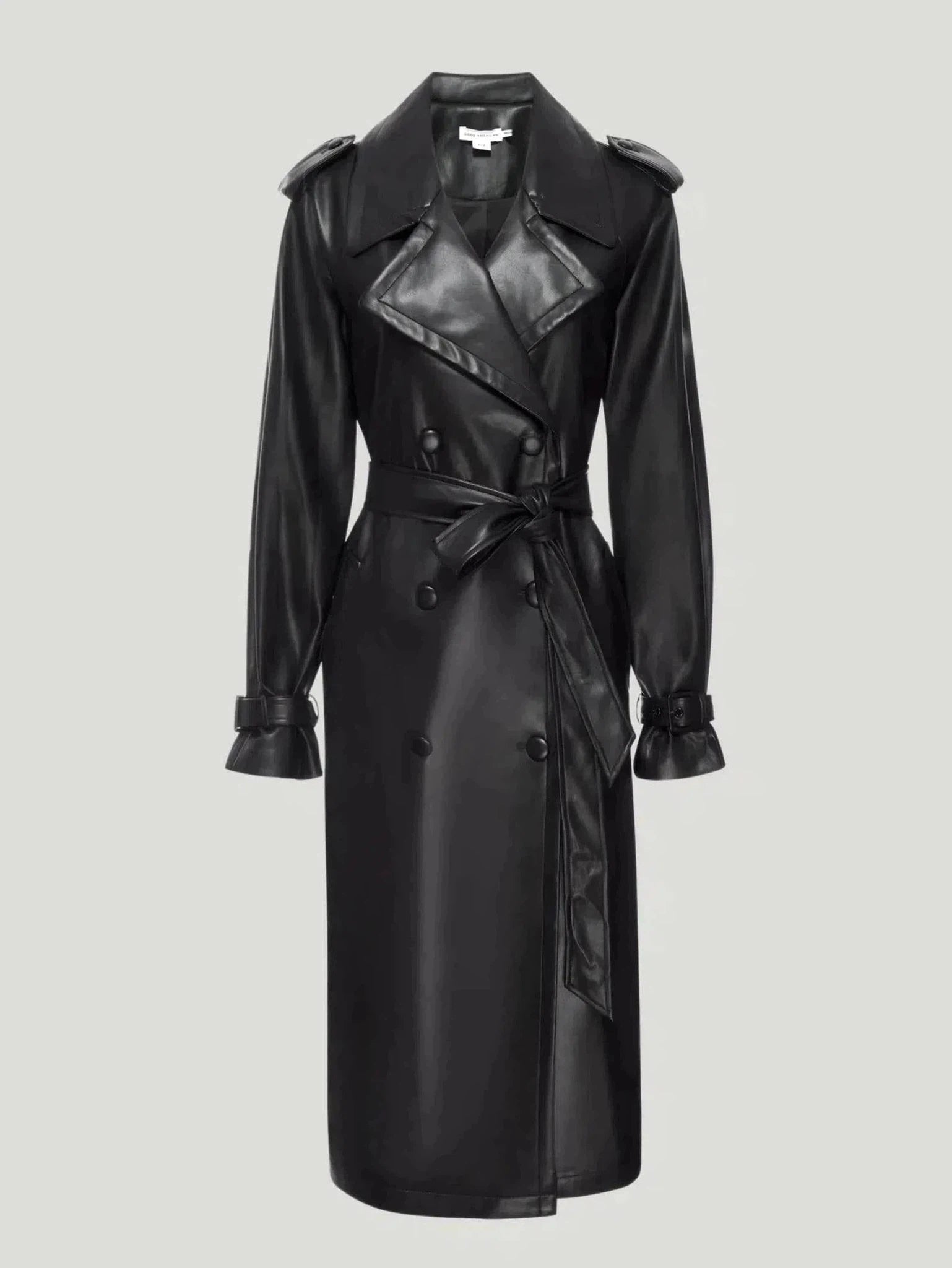 Black Faux Leather Trench