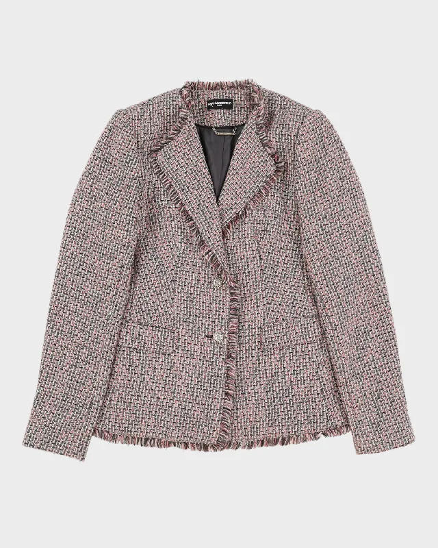 Karl Lagerfeld Pink And Black Woven Blazer - S Plus Size Women's Coat