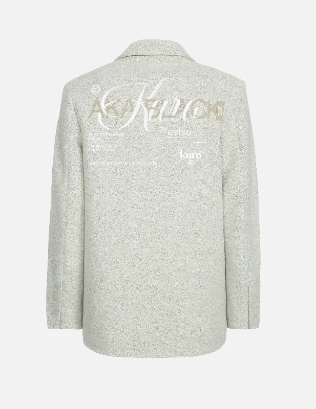 Logo Embroidery Wool Blend Blazer Women's Stripe Blazer