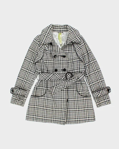 Soia & Kyo Check Trench Coat - M Elegant Camel Trench Coat
