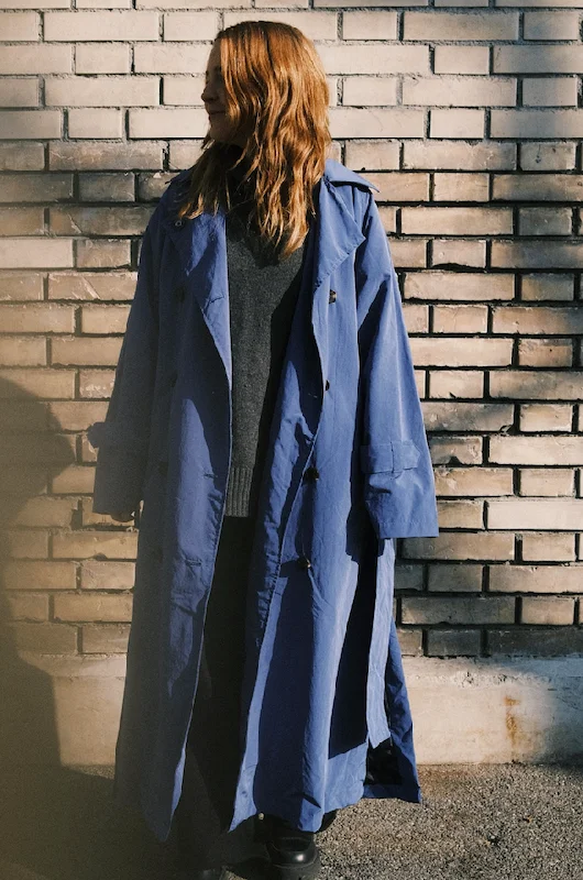 trench coat - kalvi - embassy blue Classic Wool Trench Jacket