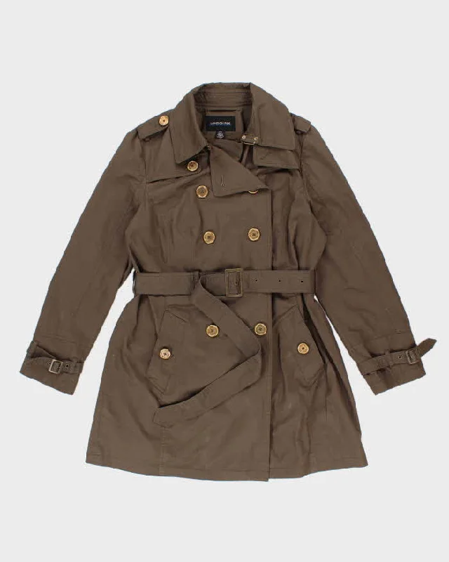 Vintage Women's Green London Fog Trench Coat - L Fashionable Wide-Leg Trench