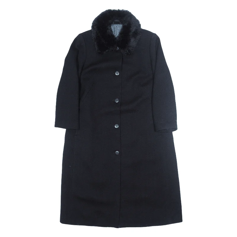 Womens Trench Coat Black M Casual Button-Up Trench Coat