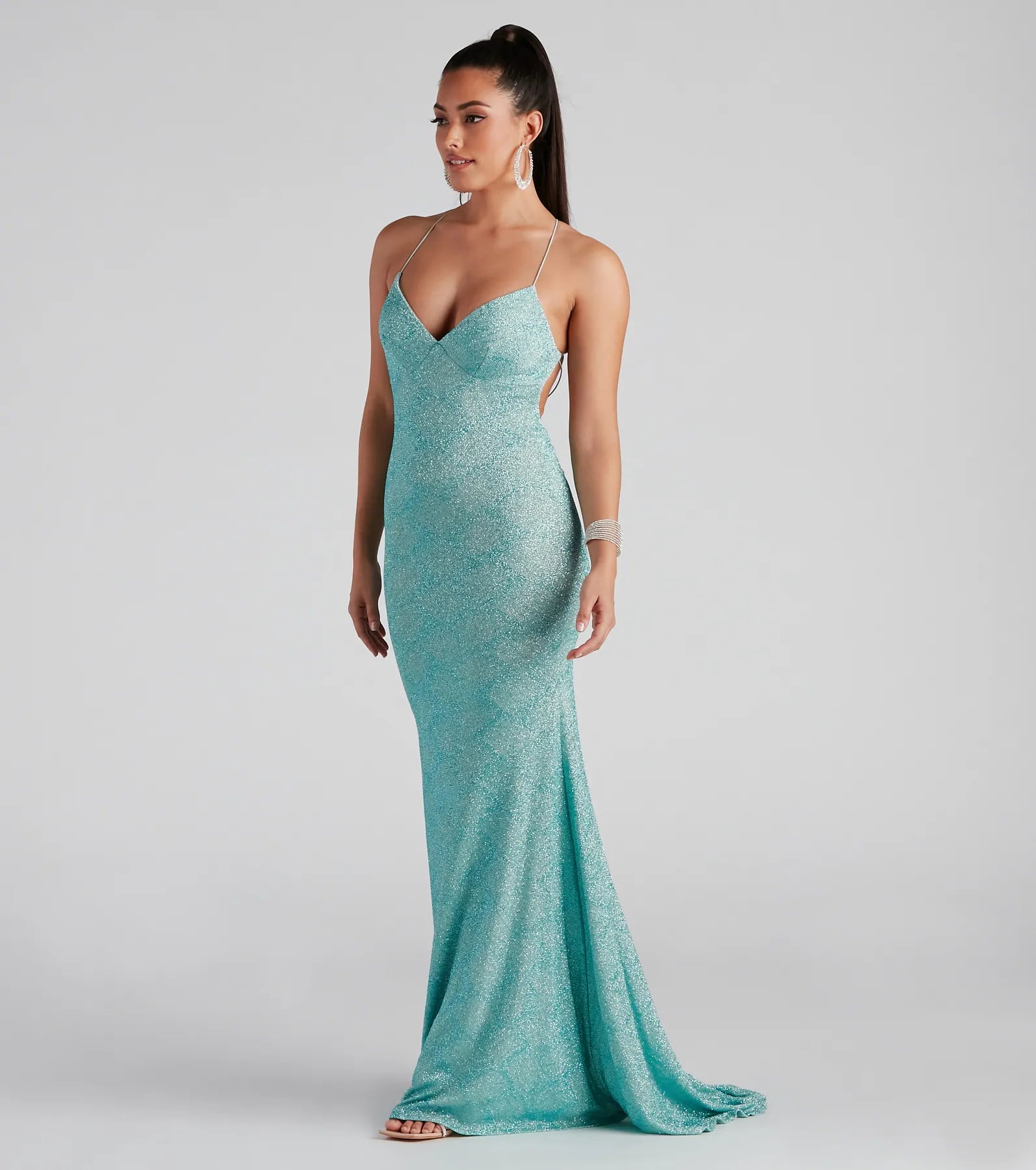 Andrea Formal Glitter Long Dress Bodycon Club Sequined