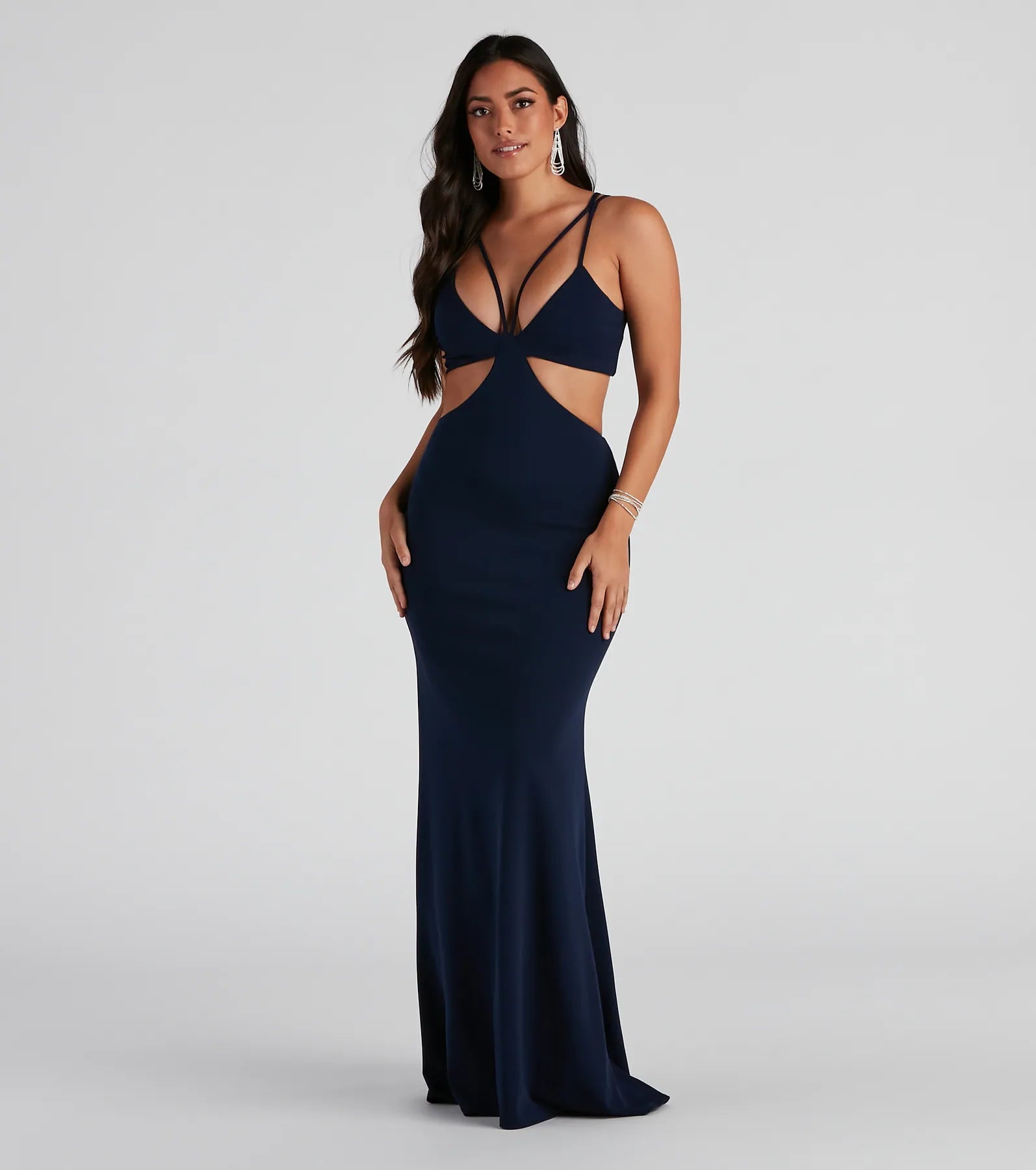 Annah Formal Crepe Long Dress Tunics Travel practical