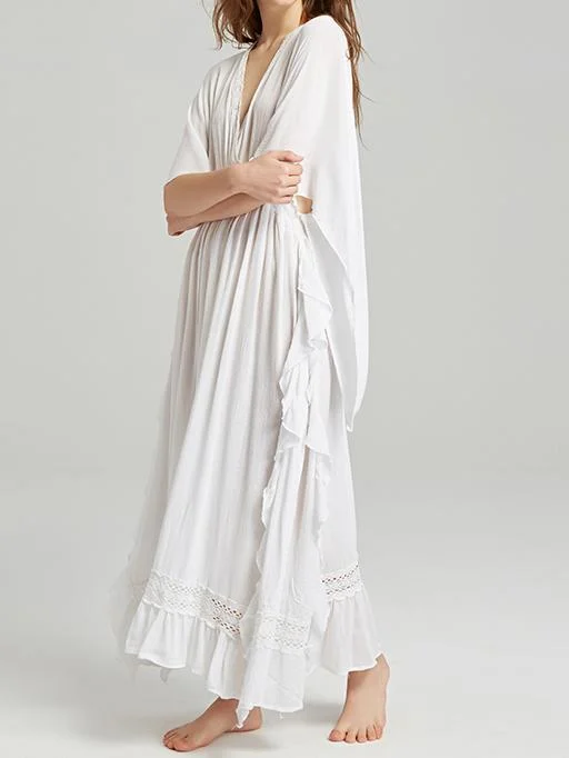 BOHO DEEP-V HIGH-WAISTED BACKLESS LONG DRESS Tunics Prom sequined