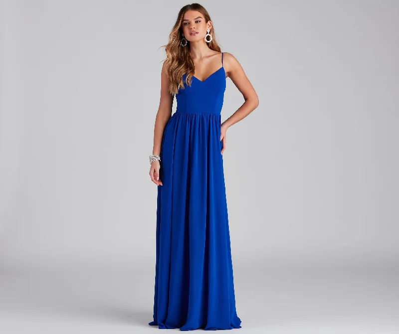 Brailey Formal Chiffon A-Line Long Dress Tunics Fashionable chic