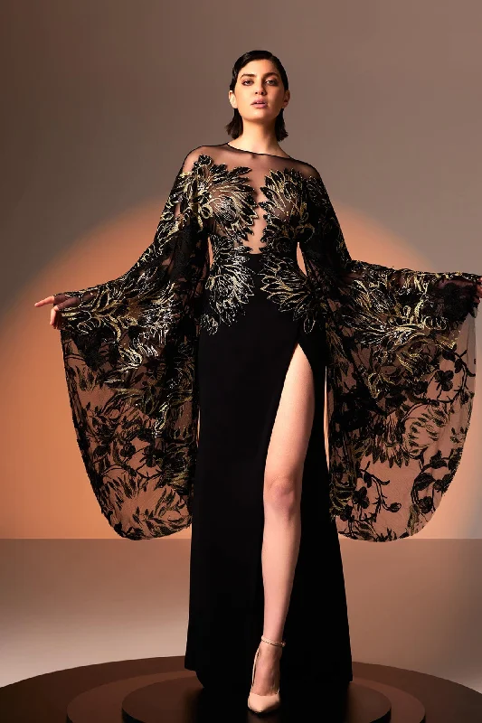 Cape sleeves crepe dress Tunics Exclusive limited