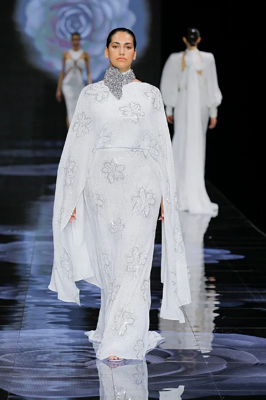 Cape sleeves flowy dress with necklace Tunics Luxurious high-end
