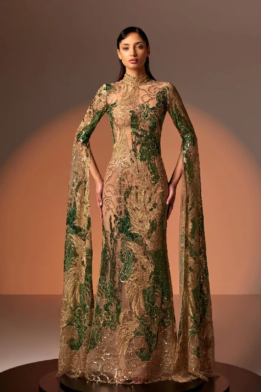 Cape sleeves lace gown Tunics Stylish modern
