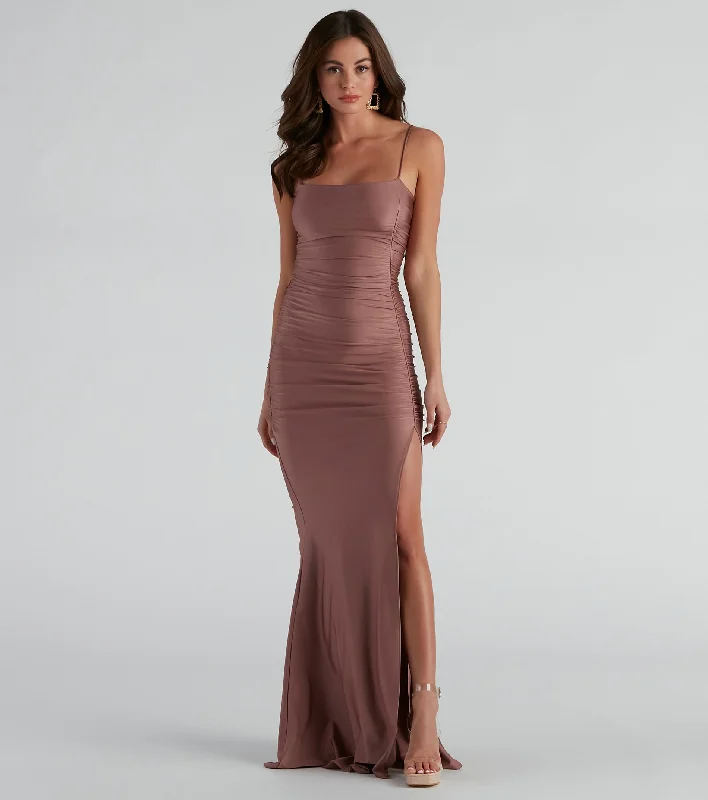 Cece Formal Square Neck Long Dress Tunics Wedding white