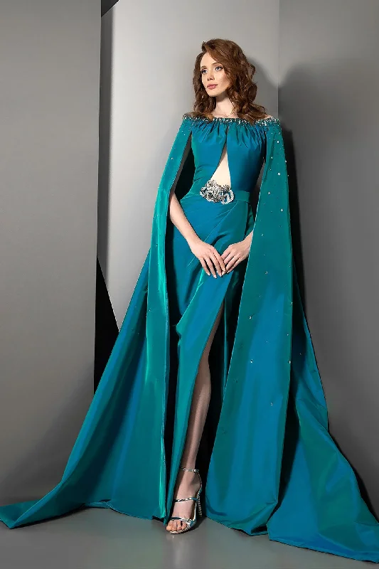Cut out bodice cape sleeves gown Tunics Leisure comfortable