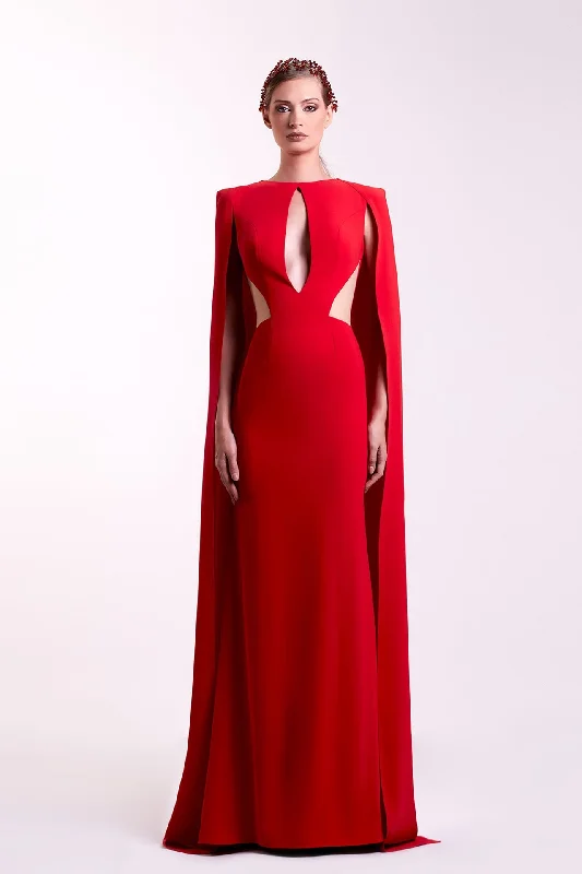 Cut out bodice cape sleeves gown Tunics Summer linen